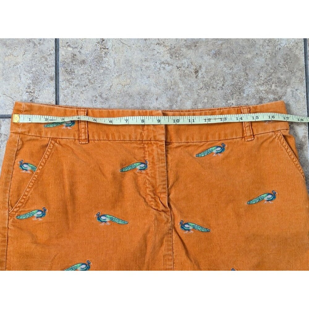 Vintage J. Crew Corduroy Critter Skirt Peacock Embroidery Orange Size 10 - Picture 8 of 9